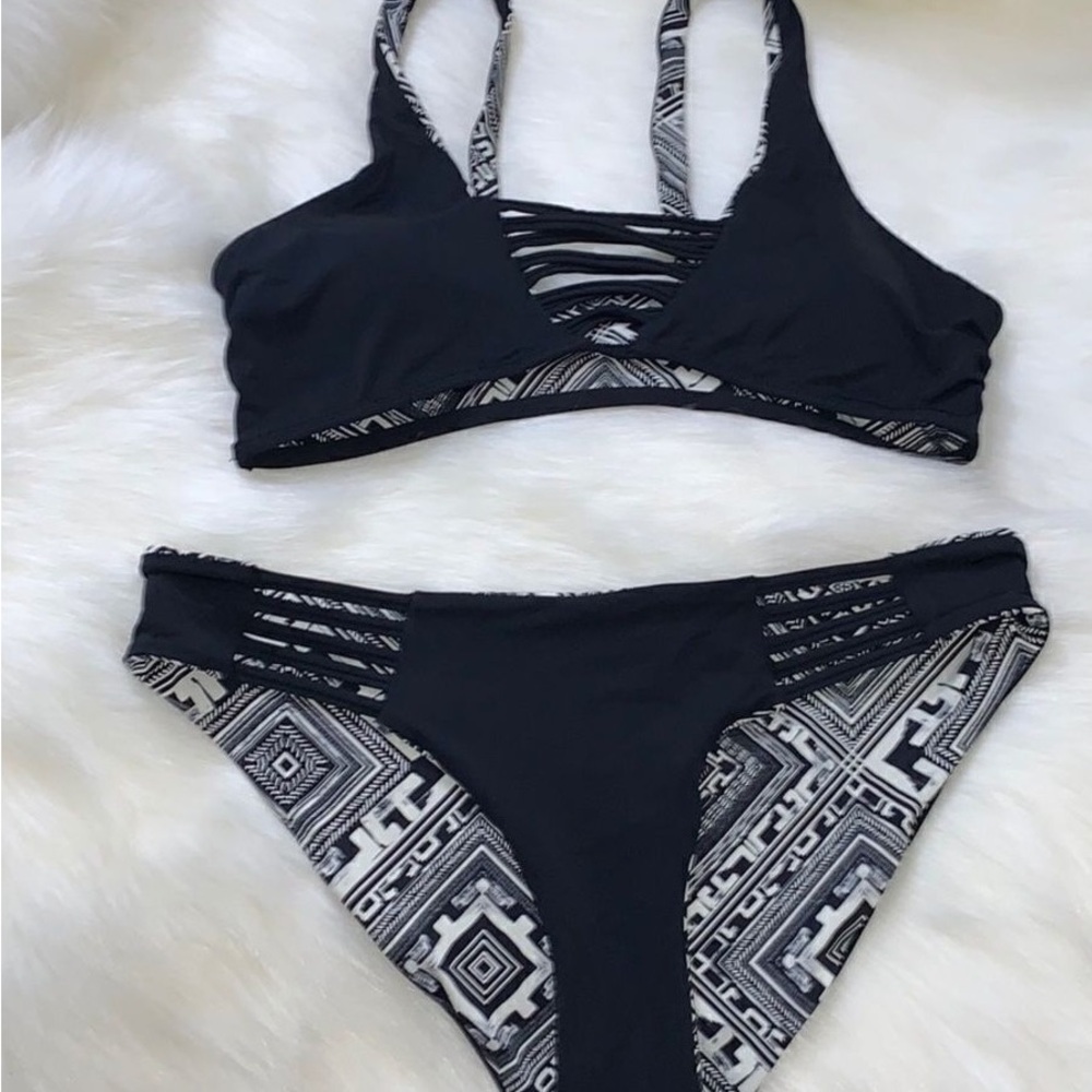 Chic Black and White Patterned Bikini